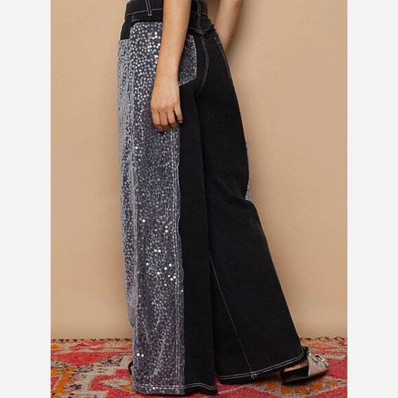 Sequin Wide-Leg Denim Pants – Perfect for any holiday party! - Picture 5 of 12